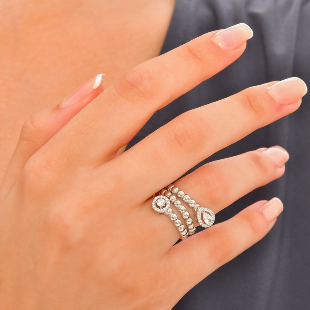 خاتم نسائي فخم من الفضة