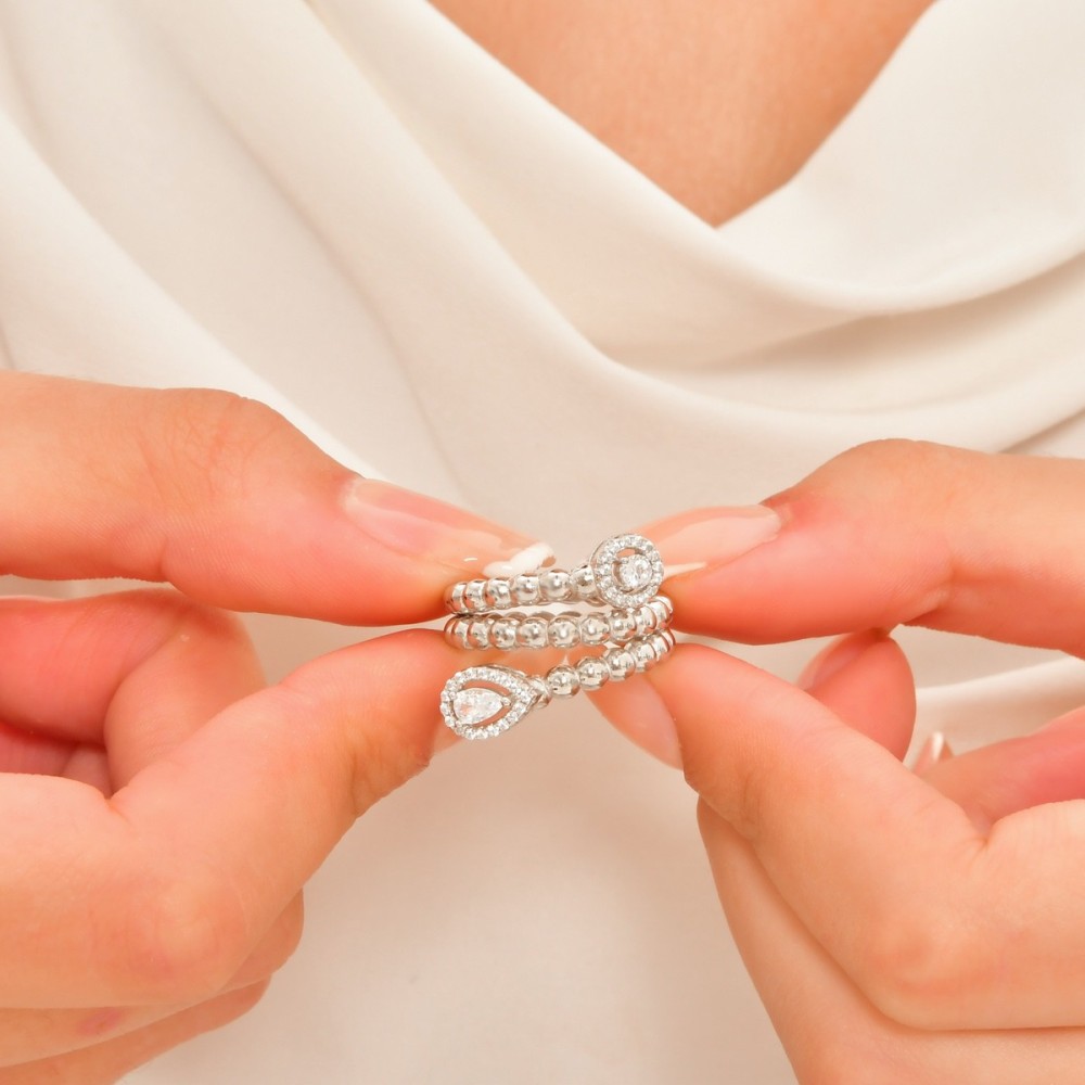 خاتم نسائي فخم من الفضة