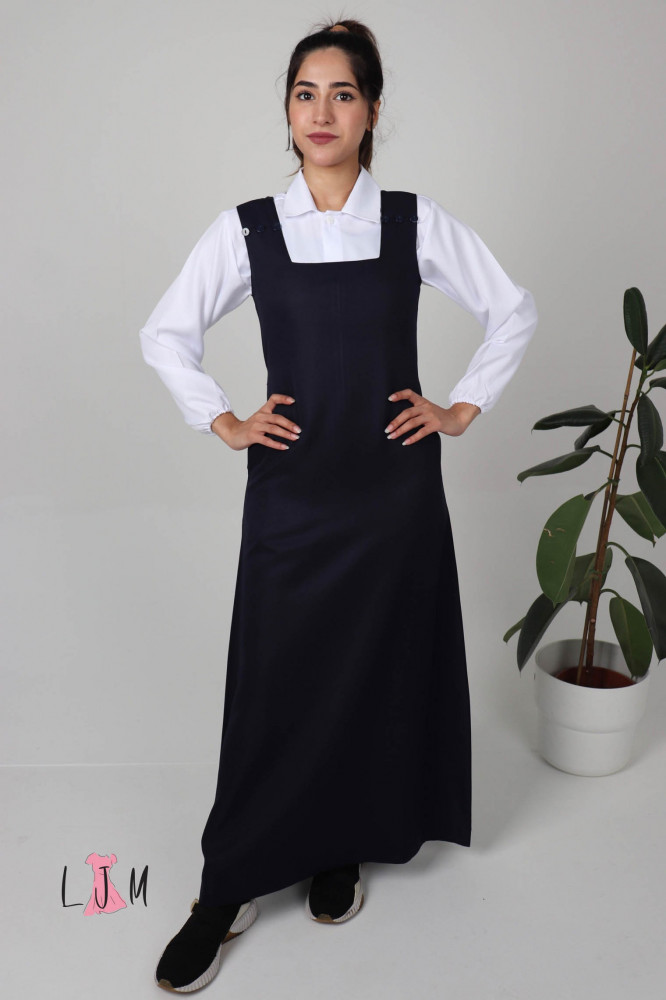 شيال مريول كحلي شيال صدر مربع مع قصات جانبية بدون البلوزه