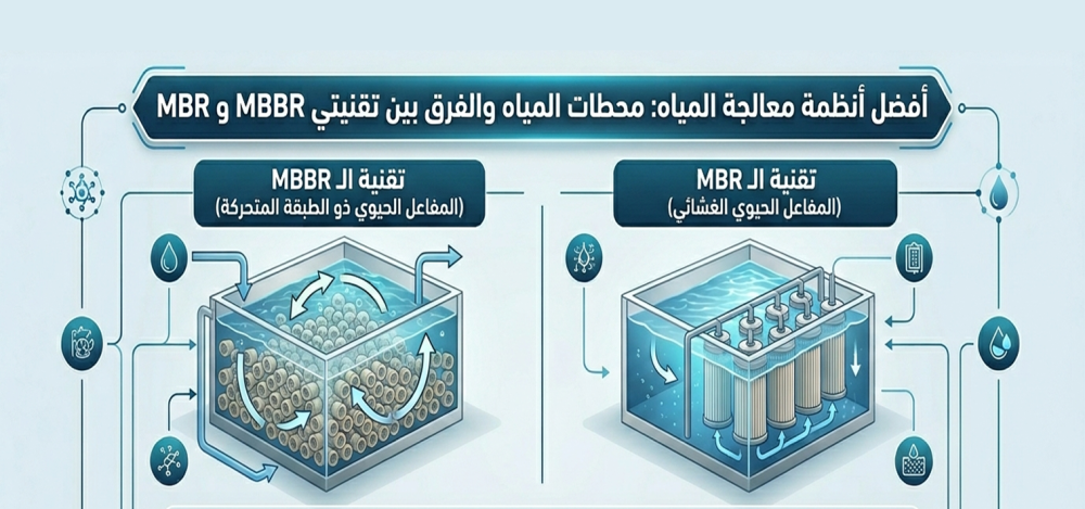 أفضل أنظمة معالجة المياه محطات المياه الفرق بين تقنية MBBR و تقنية MBR