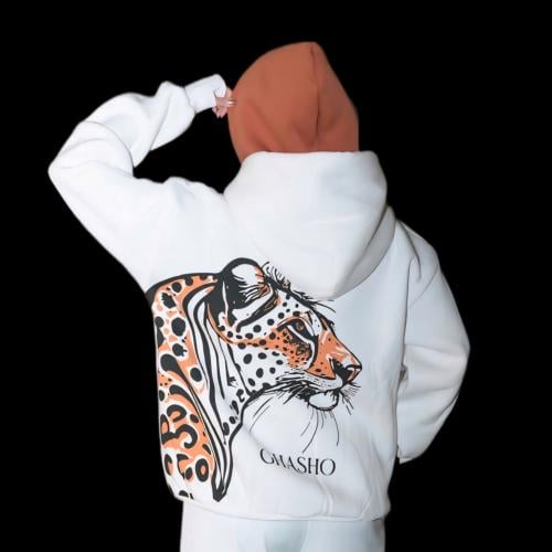 leopard White hoodie