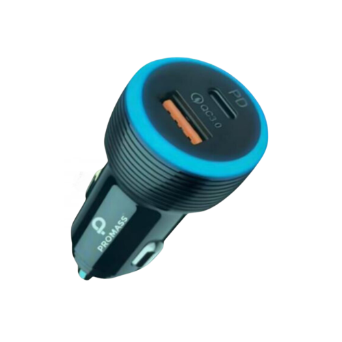 PROMASS - شاحن سيارة منفذين PD+ USB ا 63W اسود م/P...