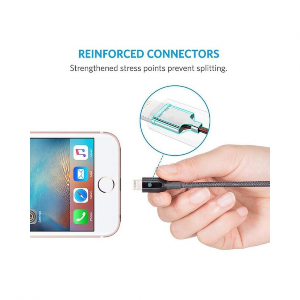 ANKER -كيبل ايفون USB طول 0.9m - اسود - م /A8012 ماركة انكر