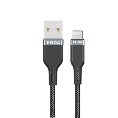 FEIDA - كيبل ايفون USB قماش اسود ا 1.2 متر م/AST50...