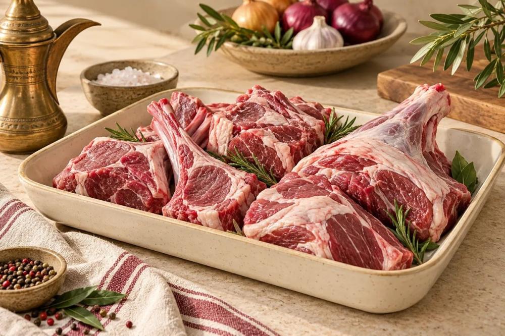 قطع لحم وتغليف مرتب لتوضيح فحص الجودة