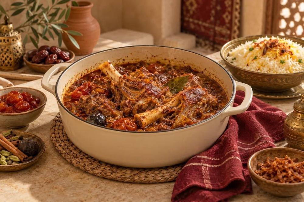 لحم وأرز ومكونات لوصفات السواكني