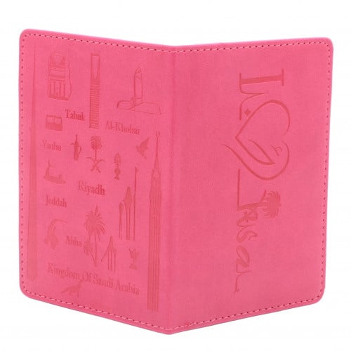 Passport Cover - Landmarks of the Kingdom (Pink Without Pocket)