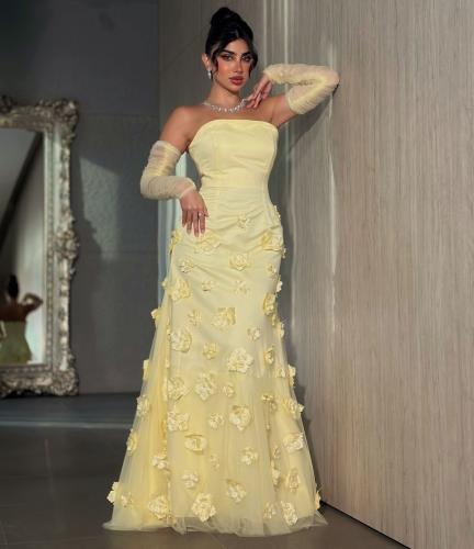 فستان اصفر سهرة