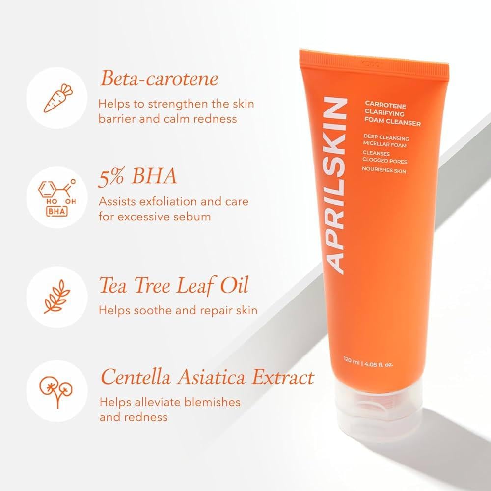 APRILSKIN - Real Carrotene Acne Foam Cleanser أبريلسكين - منظف رغوة حب الشباب بالكاروتين الحقيقي