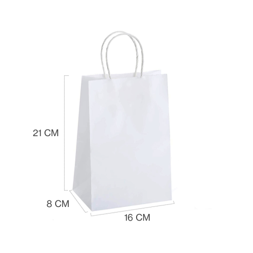 أكياس ورقية بطباعه عده الوان مقبض يد -أبيض-بني