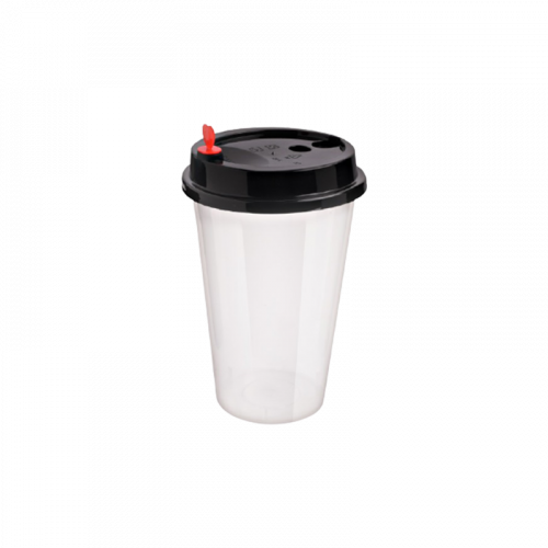 اكواب  بلاستيك غطاء اسود قلب احمر 500ملى - 500حبة