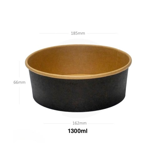 علبة سلطة 1300 مل اسود ورق كرافت 300 حبة