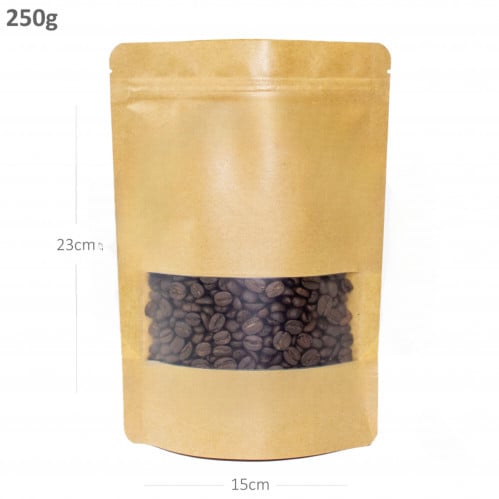 كيس قهوة 250 جرام كرافت بنافذة 250 حبة