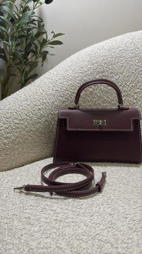 Red wine (burgundy) Kelly bag بحواف ابيض كيلي برغن...