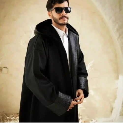 فروه قماش جوخ مع جلد على الاطراف