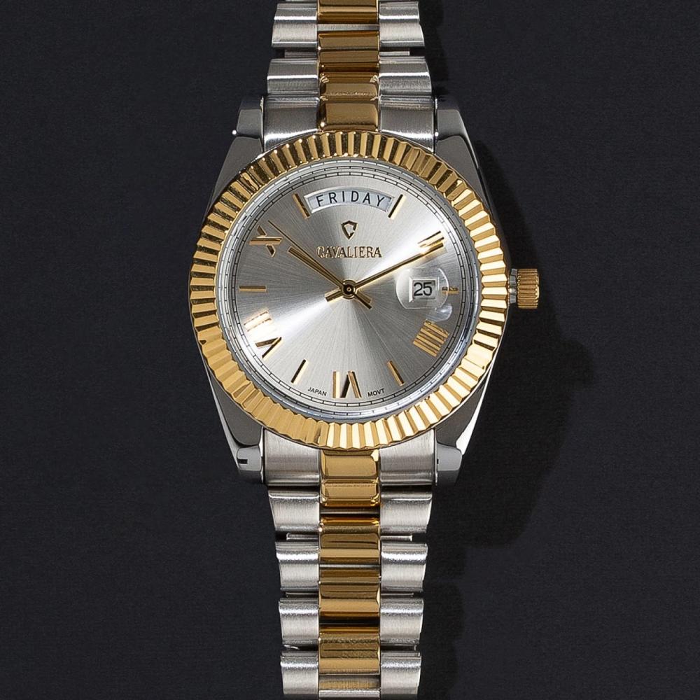 ساعة رجالية فضي ذهبي من ماركة كافاليرا CL47GS