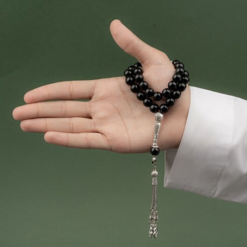 سبحة حجر طبيعي لون أسودKH19