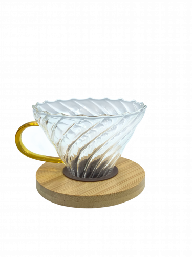 قمع ترشيح V60 مقاس 02 بقاعدة خشبية