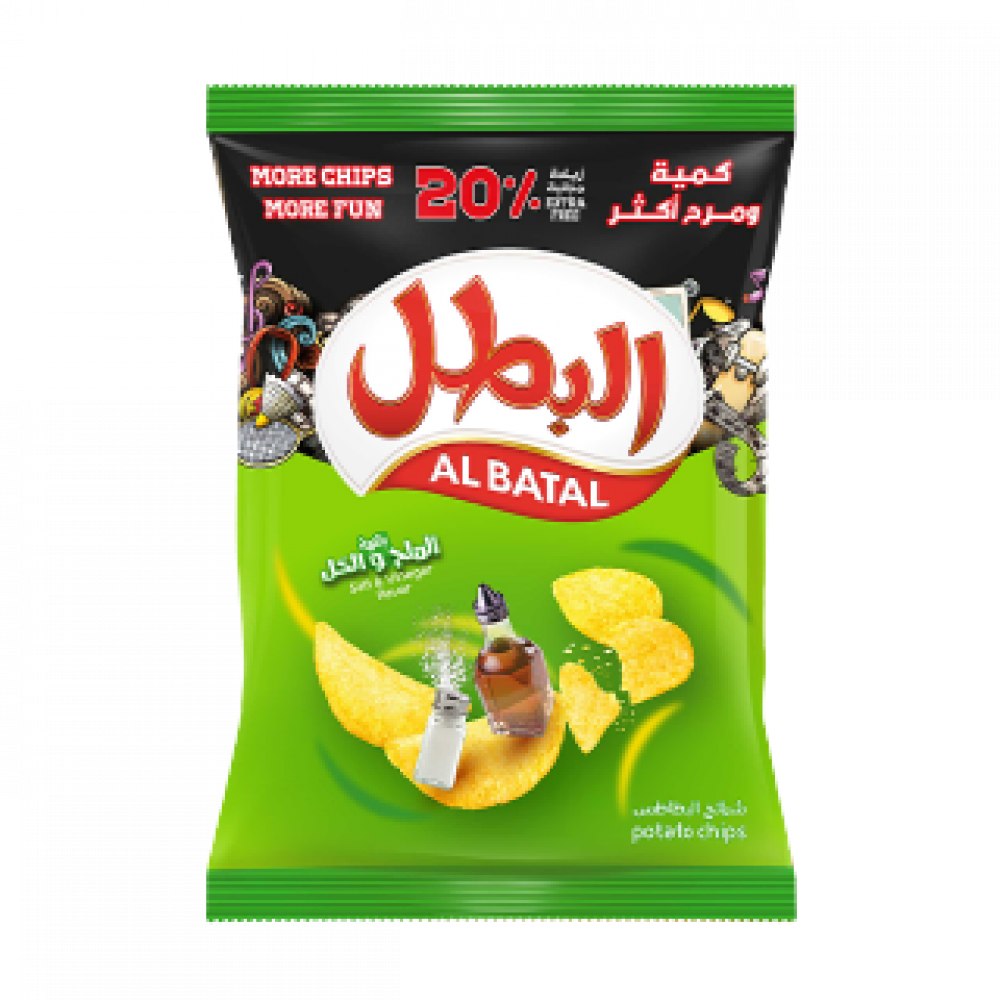 بطاطس البطل ملح و خل 132 جرام