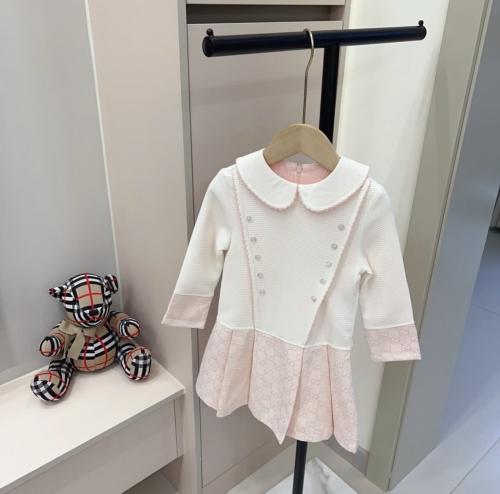 فستان بناتي شتوي بالوانين الوردي والسكري الجميله