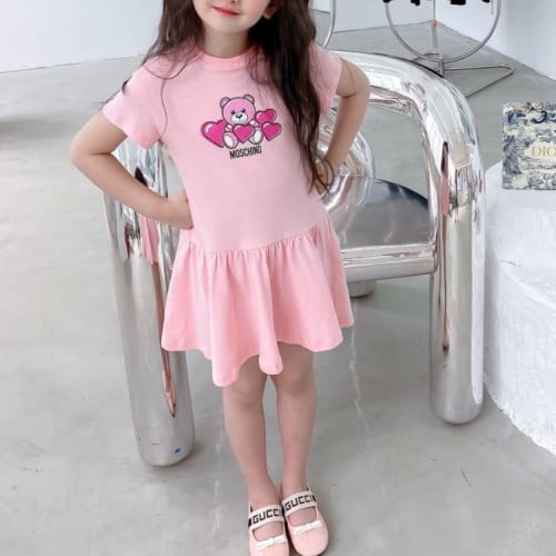 فستان وردي بناتي جميل