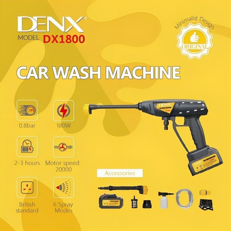 DENX - مضخه لاسلكية سيارة ذات ضغط عالي غسيل مDX1800 ماركة دينكس