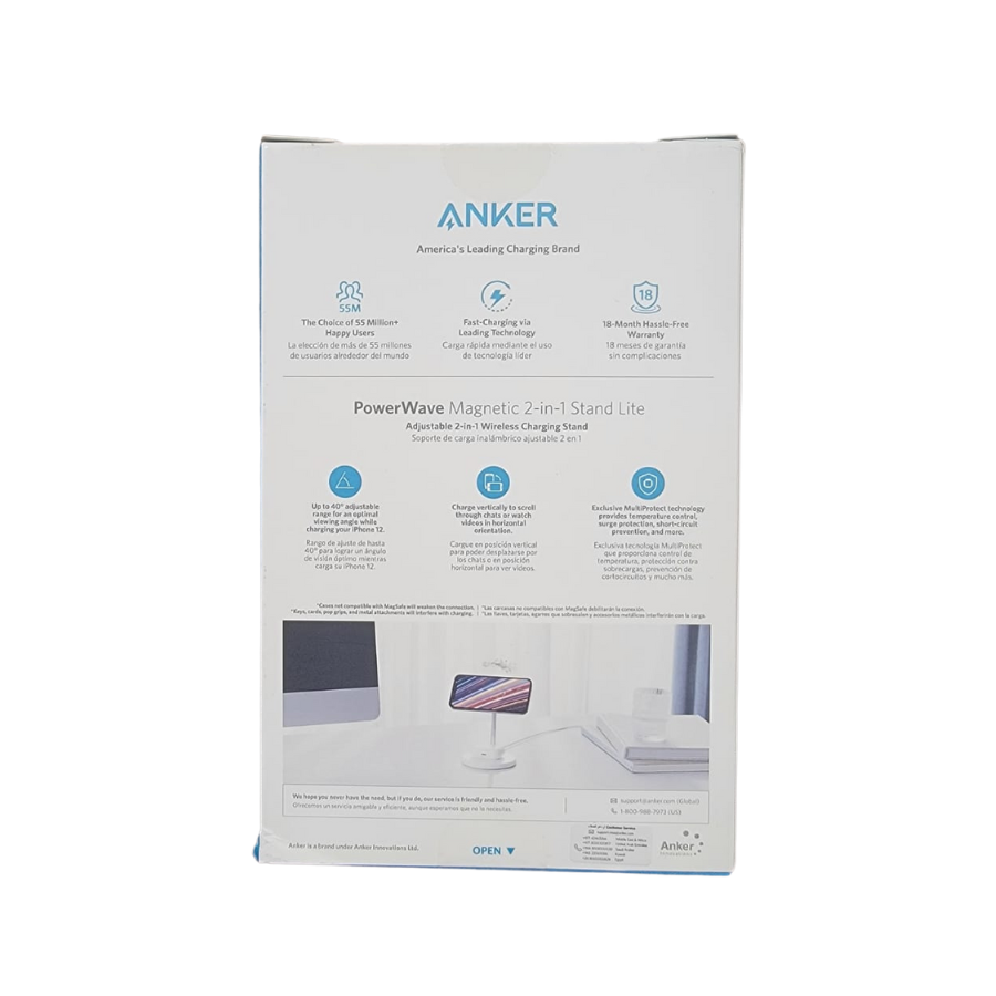 ANKER - منصة شحن لا سلكية 2 في 1 -ابيض - م A2543 ماركة انكر