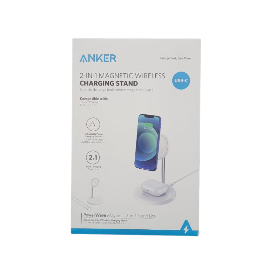 ANKER - منصة شحن لا سلكية 2 في 1 -ابيض - م A2543 ماركة انكر