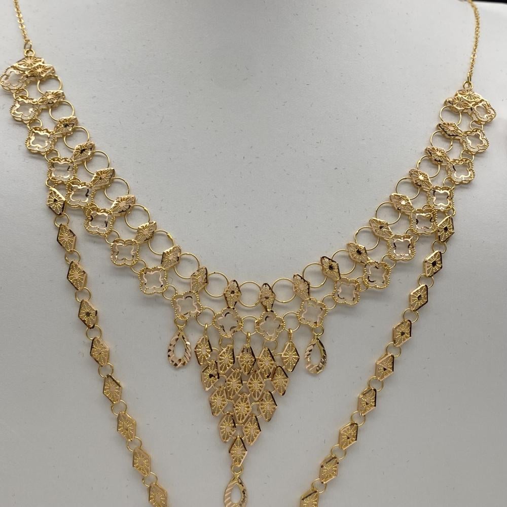 طقم ذهب فخم عيار 21 لأطلالة جذابة بوزن 23.22 جرام