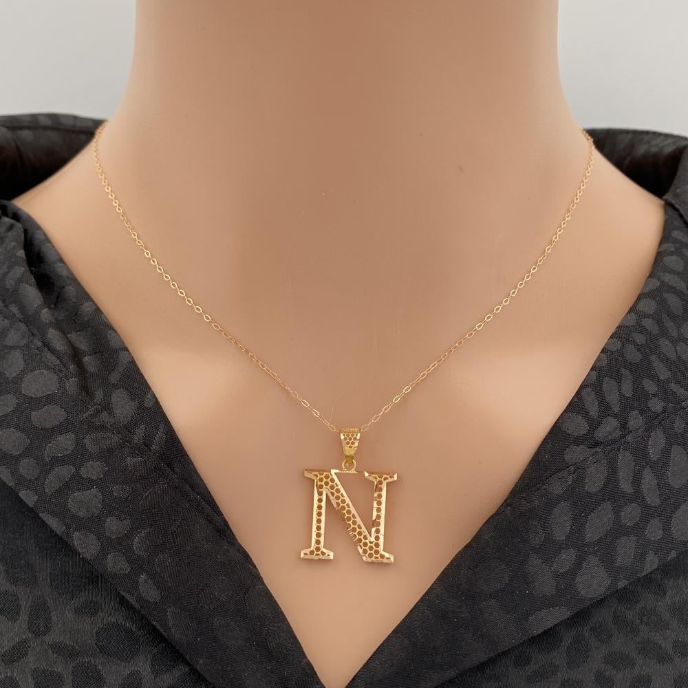 عقد حرف  N ذهب عيار 21 الوزن 2.82 جرام
