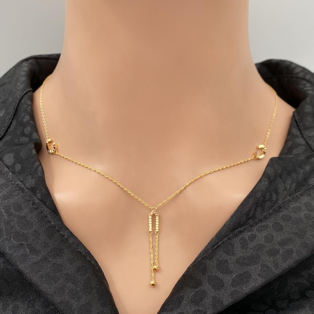 عقد ذهب سبحة عيار 21 وزن 1.8 جم بسلسال مبروم فخم طول 27.5 سم فريد