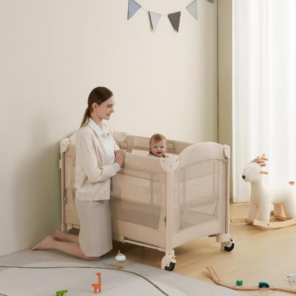 سرير ومحبس متنقل مع طاولة تغيير