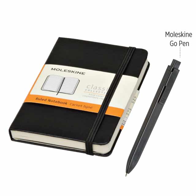 طقم دفتر ملاحظات كبير كلاسيكي وقلم موليسكين (أسود) - Moleskine