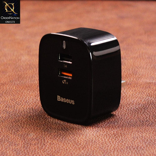 شاحن السفر الذكي Baseus Funzi Dual Usb UK Plug - Black