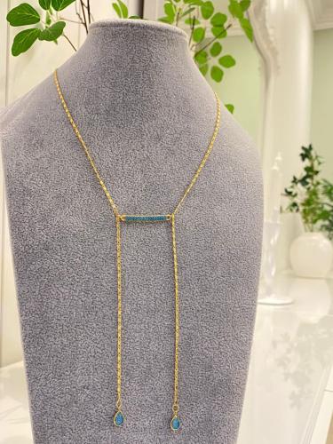 سلسله بار ازرق مع تعليقة ع شكل دمعه