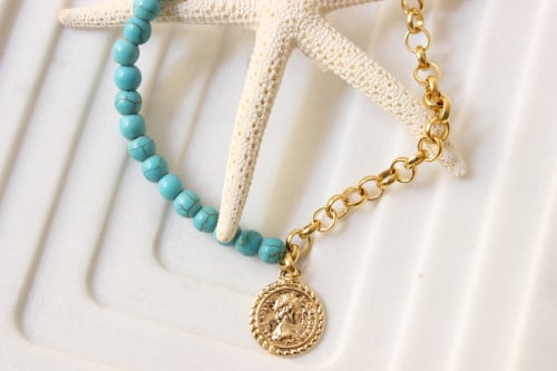 خلخال نص سلسلة نص خرز تركواز