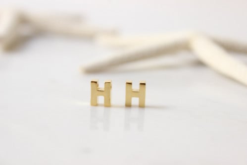 6x7mm " H " 24k Shiny Gold Letters, Letter Charms
