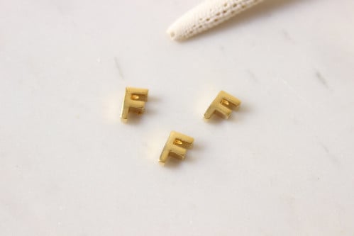 6x7mm " F " 24k Shiny Gold Letters, Letter Charms