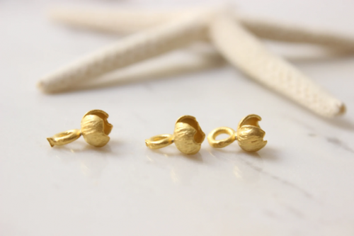 7x11 mm 24 k Shiny Gold Plated Connector, Crimp , Ball Chain Connector