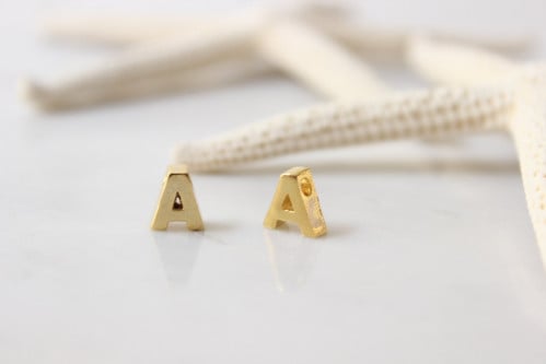 6x7mm " A " 24k Shiny Gold Letters, Letter Charms, Letter Beads