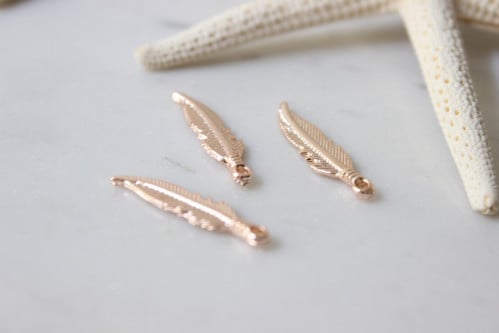 5x25mm Rose Gold Plated Leaf Charms