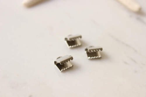 Rhodium Plated Ribbon Crimps, Cord End, Silver Plated Findings