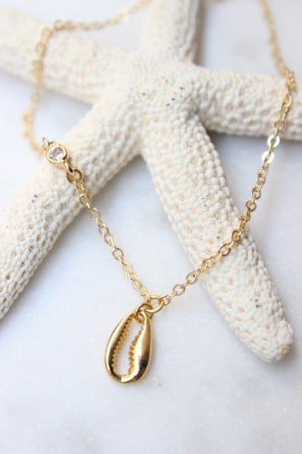 خلخال صدف ذهبي مع فص زركون