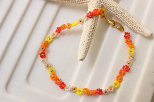 خلخال خرز  خريفي ع شكل ورود