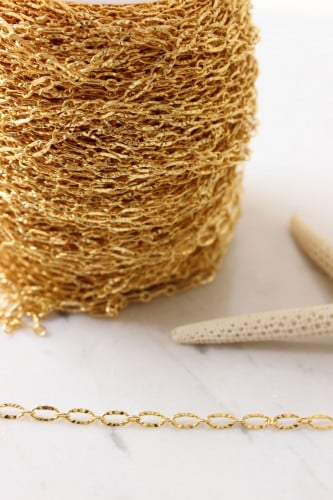 3,5x7mm 24k Shiny Gold Bar Chain, Link Chain