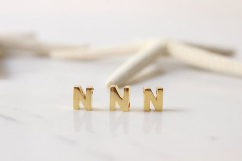 6x7mm " N " 24k Shiny Gold Letters, Letter Charms