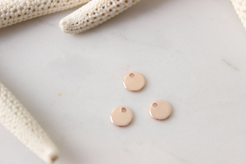 6 mm Rose gold plated Round Stamping Blanks, Round Disc Charms, Rose Gold Plated