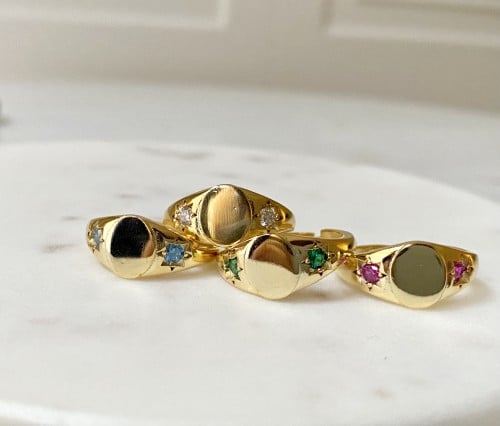 خاتم حجر شهر الميلاد ذهبي