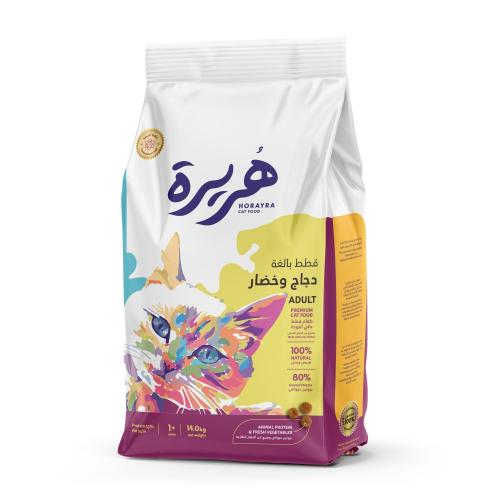 هريرة طعام جاف للقطط البالغة بالدجاج و الخضار 14 ك...