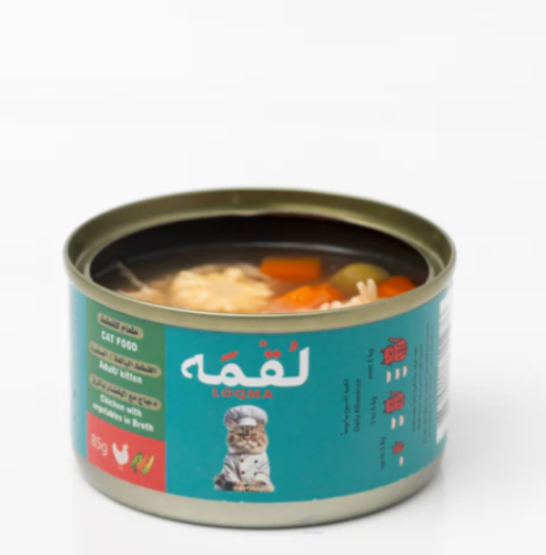 معلب لقمة دجاج مع الخضار مع المرق للقطط 85 غ